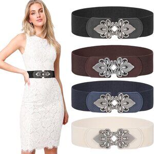 4 Pack Women's Elastic Waist Belts in 8 Colors